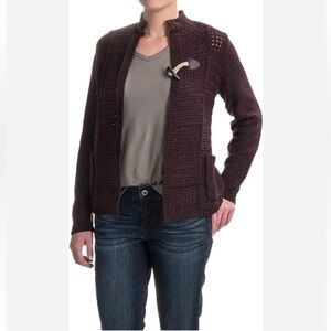 Woolrich Women's Cotton Poppy Ridge Pointelle Cardigan Shawl Collar GrandmaCore